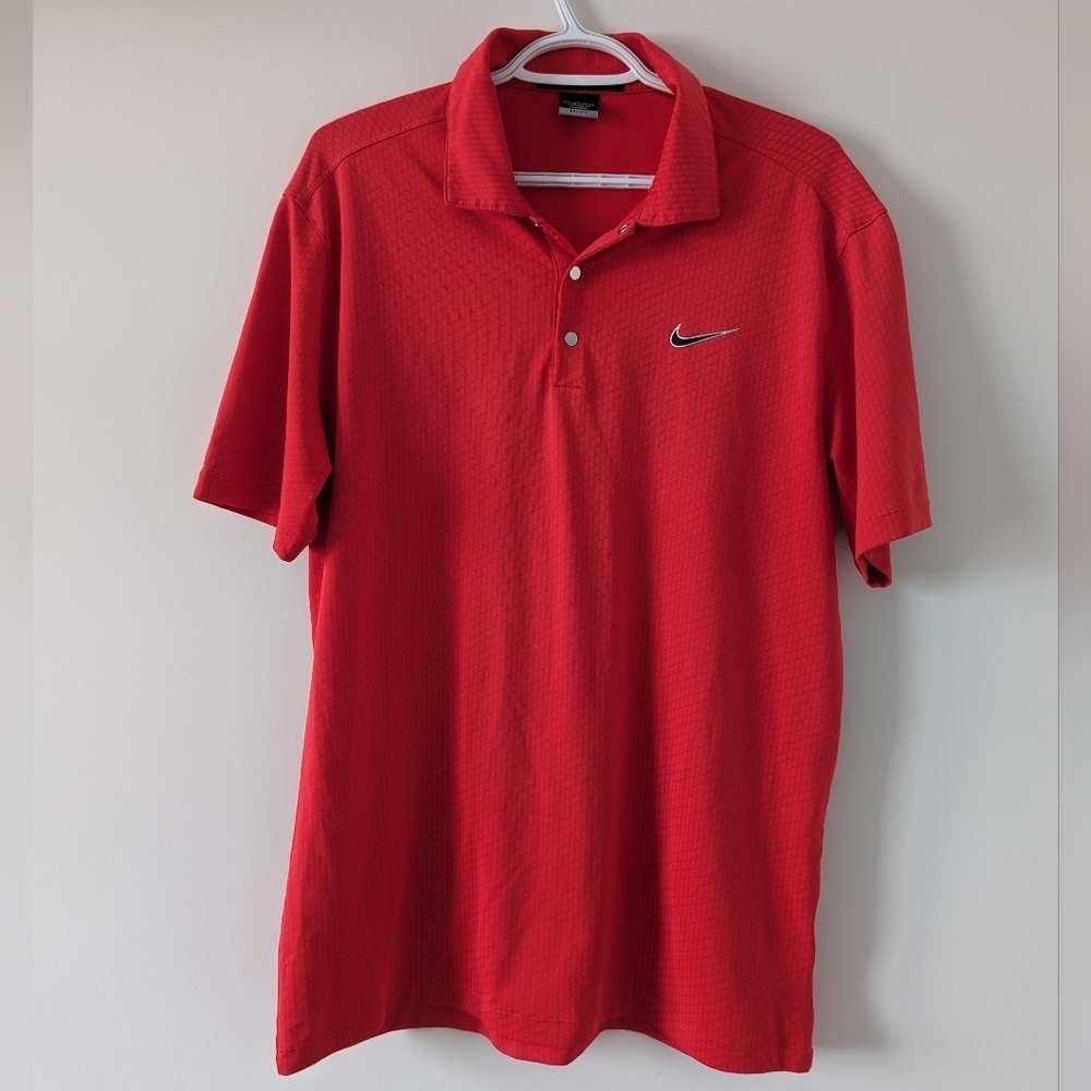 Nike Tiger Woods Collection Men's Dri-FIT Polo Shirt, Medium, Red Golf Athletic